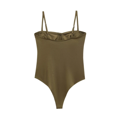 Dames Sexy Satin-Look Geribbelde Bodysuit Met Beugel Cups Verstelbare Bandjes Drukknop Slim Fit Mouwloos Romper Top
