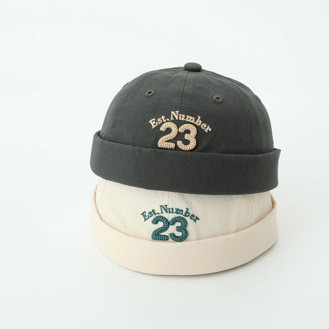 Kids Docker Hat Brimless Cotton Miki Cap Letter Embroidery Retro Hip Hop Style Adjustable For Boys Girls