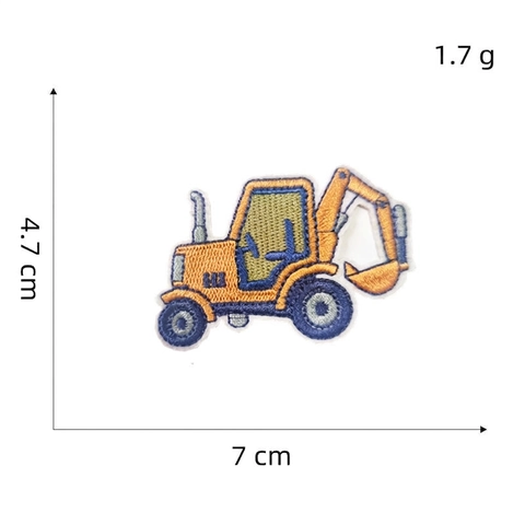 Baustellenfahrzeug Stickerei Aufnäher Polyester Aufbügeln Applikation Für Kleidung DIY Reparatur Cartoon Bagger Stil