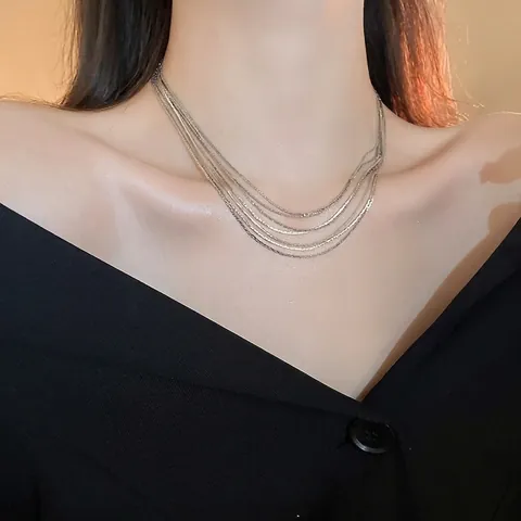 Collar De Capas Cobre Chapado En Oro Real Cadena De Serpiente Joyería Minimalista Elegante Para Mujeres