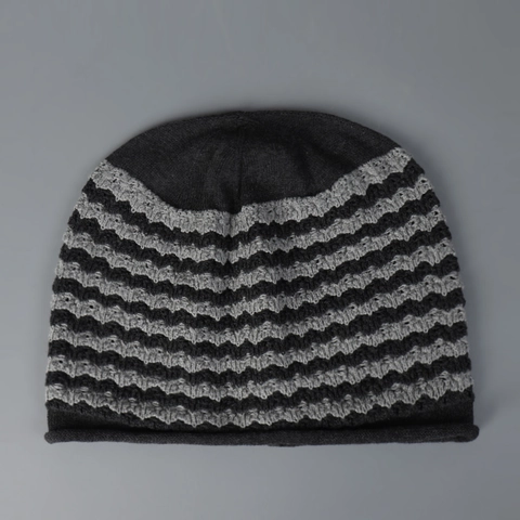 Bonnet Beanie Rayé En Tricot De Coton Calotte Décontractée Respirante Turban Unisexe