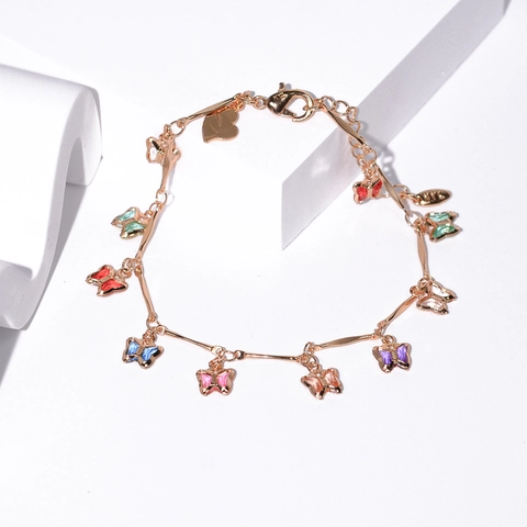 Mode Armband Für Damen Kupfer Zirkon Bunter Schmetterling Herz Stern Blume Anhänger Verstellbarer Schmuck