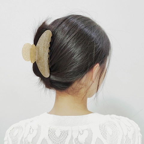 Large Hair Claw Clip Acrylic Shark Hairpin With Glitter Shimmer Elegant Colorful Hair Accessories For Women Chic Strong Hold