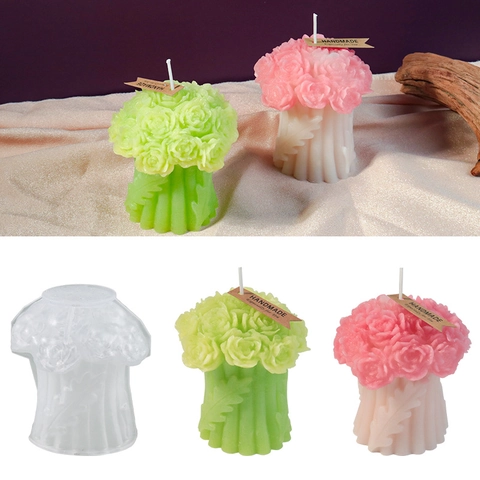 3D Rose Bouquet Candle Silicone Mold DIY Handmade Flower Arrangement Ornament Valentine Day Home Decor Gift Craft