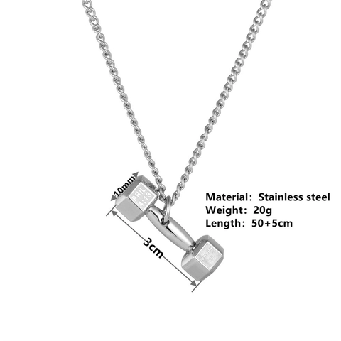 Stainless Steel Dumbbell Pendant Necklace With Bible Verse Phil 4:13 Engraved Fitness Sports Jewelry For Men Women