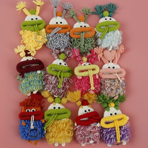 Handmade Crochet Monster Key Case Sausage Lips Wool Yarn Key Protector Bag Charm Quirky Cute Gift For Women