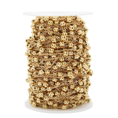 Catena A Croce In Acciaio Inossidabile Con Perle Tonde Placcata Oro 18K Accessorio Gioielli DIY Per Collana Bracciale Durevole