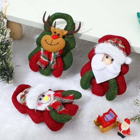 Addobbi Natalizi Appesi Tessuto Peluche Babbo Natale Pupazzo Di Neve Renna Orso Decorazione Casa Festiva Stile Cartone Animato