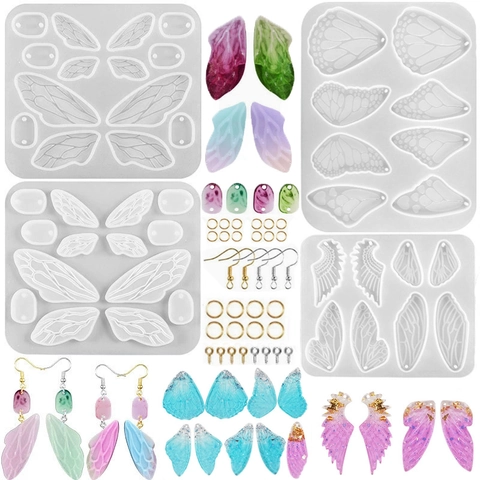 Butterfly Wings Silicone Mold For Resin Casting Jewelry Making DIY Earring Pendant Feather Shapes Translucent Flexible Tool