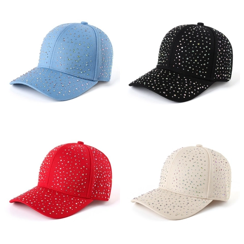 Cappello Da Baseball Con Strass Bling Cristallo Luccicante Cappello Da Sole Regolabile Traspirante Accessori Moda Per Donna