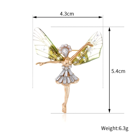 Spilla Fata Spilletta Elegante Ballerina Angelo Lega Rhinestone Gradiente Acrilico Ali Scintillanti Perla Artificiale Accessorio Donna