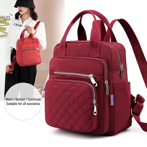 Zaino In Nylon Trapuntato Per Donna Moda Resistente All'acqua Multitasche Porta Di Ricarica USB Borsa Da Viaggio Scuola