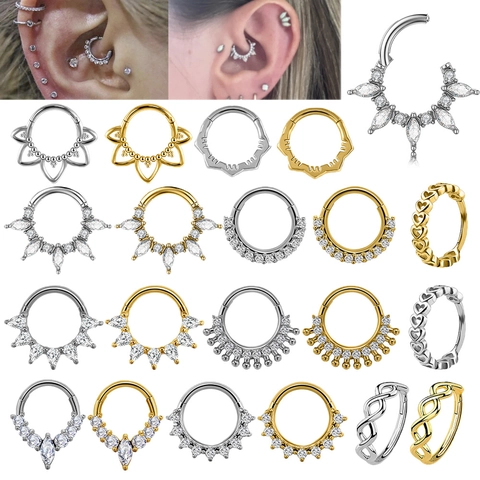 Stainless Steel Marquise Zirconia Piercing Hoop Heart Twist Nose Ring Cartilage Earrings Fashion Body Piercing Jewelry For Unisex