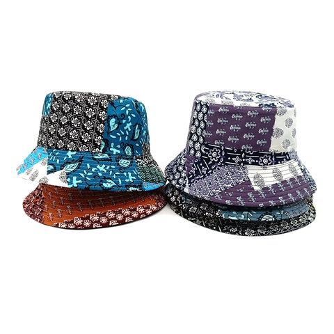 Vissershoed Polyester Paisley Patchwork Omkeerbaar Zonbescherming Vintage Etnisch Bohemien Stijl Voor Reizen Dames