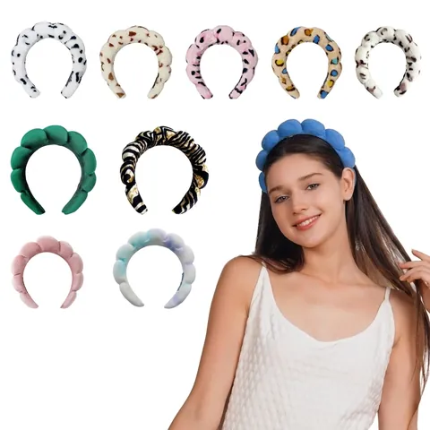 Cloud Headband Padded Sponge Soft Towelling Spa Hair Hoop Wristbands For Face Washing Makeup Skin Care Yoga Accessories Women