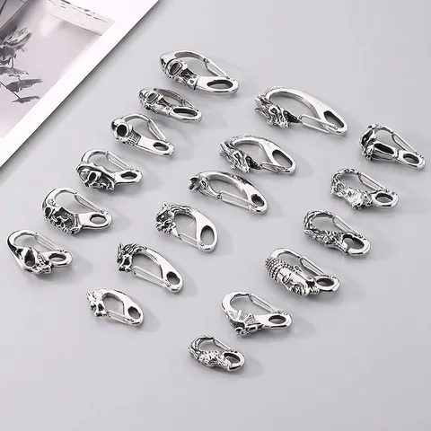 Vintage Stainless Steel Pendant Hook Skull Buddha Dragon Animal Head Punk Gothic DIY Jewelry Making Accessory