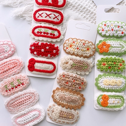 Pinces À Cheveux Tricotées À Fleurs Barrettes En Fil Crochetées Style Coréen Accessoires Cheveux Filles
