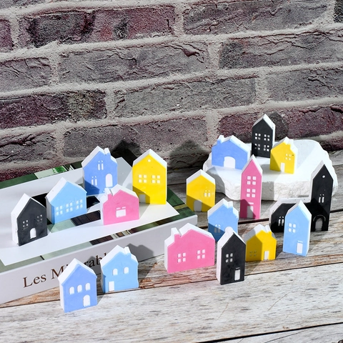 19-Cavity Mini House Silicone Mold European Building Shape Resin Epoxy Mold For DIY Keychain Pendant Decoration Crafting