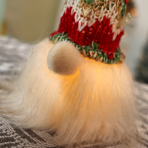 Christmas Gnome Glowing LED Knitted Plush Doll Hanging Ornament Holiday Home Decor Nordic Style