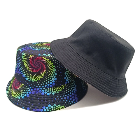 Kleurrijke Tie Dye Omkeerbare Vissershoed Polyester Zonbescherming Ademend Zomer Buiten Reizen Casual Voor Heren Dames