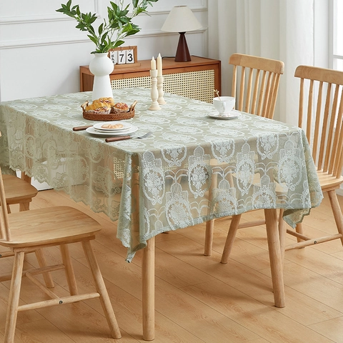 Tovaglia In Pizzo Vintage Francese Ricamo Floreale Farfalla Poliestere Rettangolare Copertura Antipolvere Arredo Tavola Pranzo
