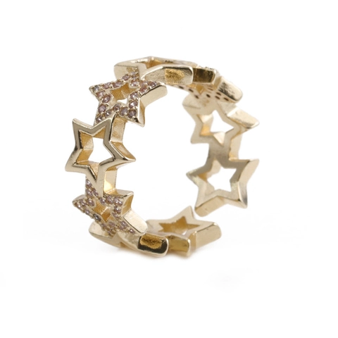 Star Ring Copper Zircon Rhinestone Hollow Gold Open Adjustable Minimalist Sparkling Jewelry Gift For Women