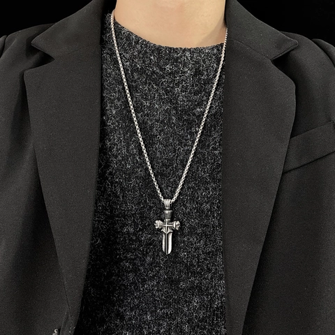 Collana Con Pendente A Croce Teschio Gotico Acciaio Inossidabile Lega Punk Vintage Gioielli Hip Hop Per Uomo Donna