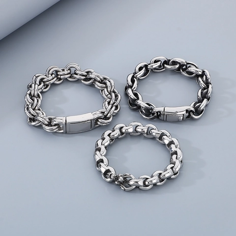 Herren Gliederkette Armband Titanstahl Edelstahl Hip Hop Punk Stil Minimalistisch Industrieller Schmuck Für Männer