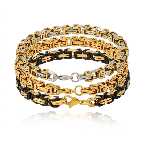 Byzantine Chain Bracelet 316 Stainless Steel Punk Hip Hop Jewelry For Men And Women
