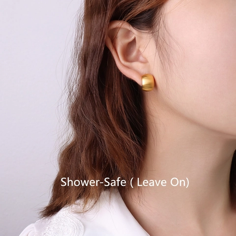 C-Shaped Stud Earrings 18K Gold Plated Titanium Steel With 925 Sterling Silver Earring Post Minimalist Jewelry For Women