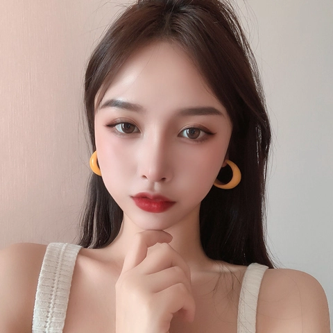 Pendientes De Aro En Forma De C Acrílico Geométrico Simple Color Caramelo Para Mujer Con Poste De Pendiente De Plata De Ley 925