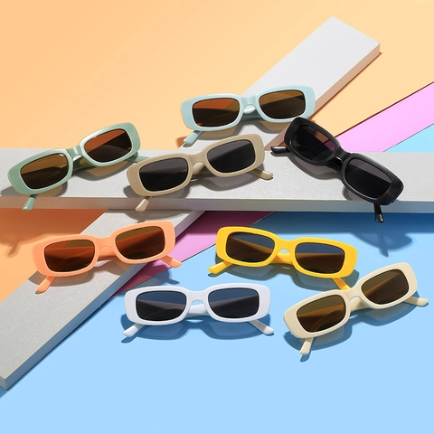 Kids Sunglasses Retro Rectangular PC Frame Resin Lens UV Protection Outdoor Fashion Accessory For Boys Girls