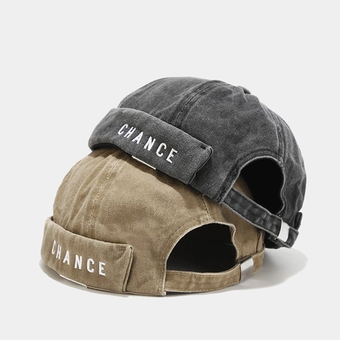 Washed Cotton Docker Hat Vintage Krempenlose Miki Cap Retro Streetwear Verstellbar Buchstaben Stickerei Für Herren Damen