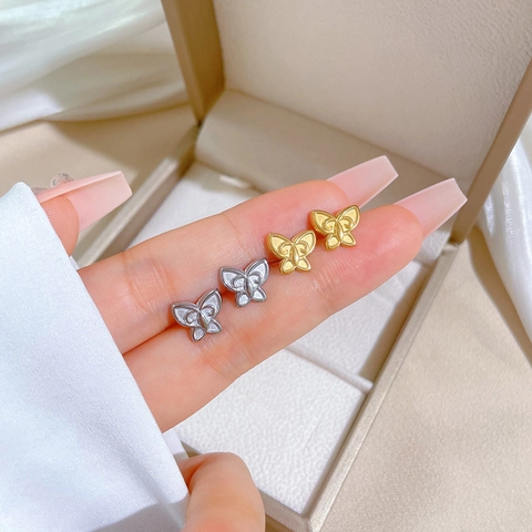 Minimalist Butterfly Stud Earrings Vintage Titanium Steel Jewelry For Women Men Banquet Stylish Accessories