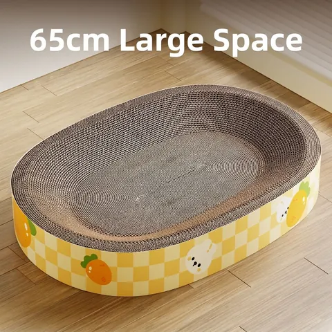Cat Scratcher Bed Corrugated Paper Scratching Lounge Oval Round Cartoon Rabbit Carrot Durable Wear Resistant Sofa For Cats