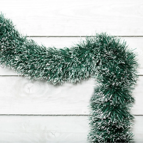 Guirnalda De Oropel Navideña PVC Puntas Nevadas Alta Densidad Espesa Decoración Árbol Vacaciones Adorno Fiesta Verde Oscuro