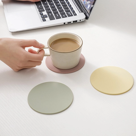 Tappetino Isolamento Termico Silicone Rotondo Sottobicchiere Colore Morandi Nordico Resistente Al Calore Antiscivolo Con Foro