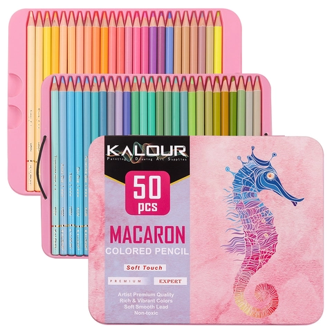 Macaron Colored Pencils Professional Artist Drawing Pencils In Pink Tin Box Non-Toxic Pastel Tones For Art Sketching Coloring
