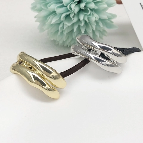 Minimalist Alloy Metal Hair Ties U-Shaped Geometric Ponytail Holder Elastic Band Hair Hook For Women Gold Silver Tone