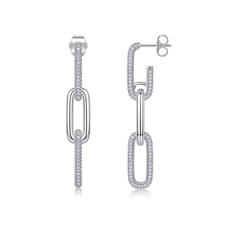 Orecchini a Goccia in Argento Sterling 925 Con Moissanite a Catena per Donna Orecchini Pendenti Rettangolari Geometrici Con Certificato GRA