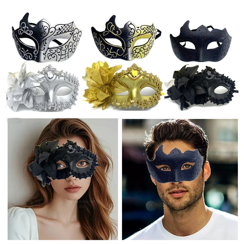 Venetian Masquerade Masks Half Face Eye Cover With Glitter Floral Sequin Lace For Carnival Halloween Party Adult