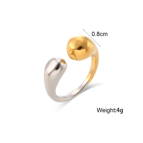 Minimalist Stainless Steel Open Ring Gold Silver Patchwork Water Drop Shape Adjustable Fashion Jewelry For Women Gift