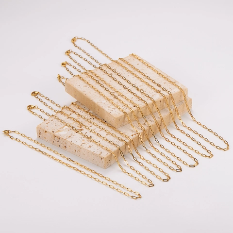 Collar De Cadena De Eslabones De Clip Minimalista Acero Inoxidable 304 Chapado En Oro De 18K Cadena Rectangular Geométrica Unisex