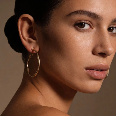 Twisted Hoop Clip On Earrings Copper Metal Wavy Geometric No Piercing Fashion Jewelry For Women