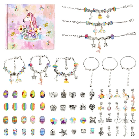 DIY Armband Bastelset Für Mädchen Einhorn Thema Schmuck Perlen Anhänger Legierung Emaille Kreatives Basteln