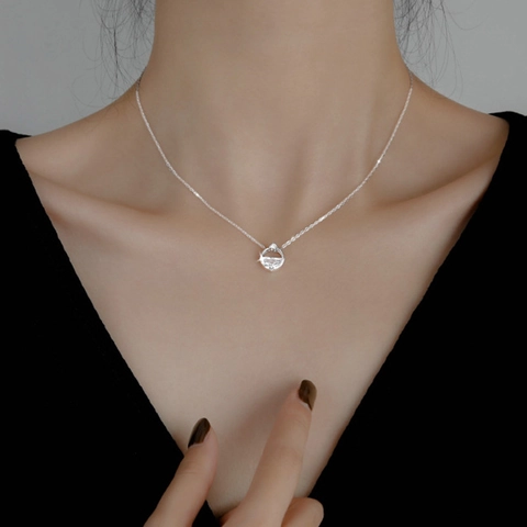 Collana Con Ciondolo In Lega Semicerchio A Forma Di D Con Zircone Scintillante Catena Minimalista Per Clavicola Per Donna