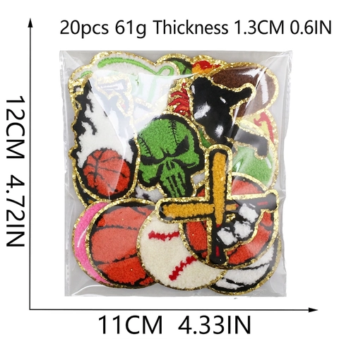 Chenille Stickerei Aufnäher Sportball Thema Pailletten Rand Zum Aufbügeln Aufnähen Dekorative Badges Für Kleidung Taschen