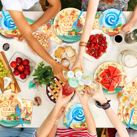 Moana Theme Party Supplies Birthday Decoration Party Arrangement Props Paper Plates Paper Cups Tablecloths Tissues