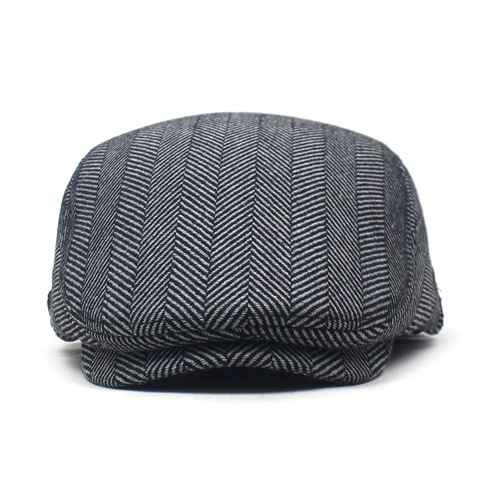Heren Vintage Visgraat Baret Verstelbare Katoen Polyester Newsboy Cap Platte Pet Herfst Winter Warme Mode Pet