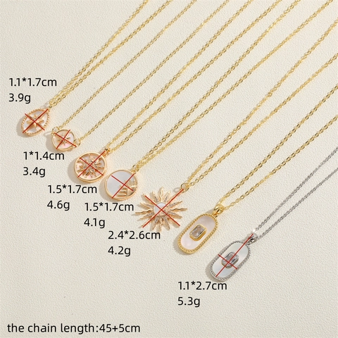 Collana Con Ciondolo Sole Conchiglia Da Donna Rame Zircone Celestiale Esagramma Stella Luna Madreperla Gioielli Boho